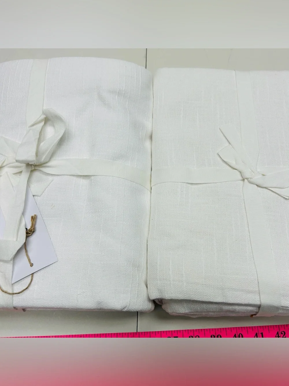 NWT QUINCE Set Of 2 48x84 Cotton Slub Curtains White 0367